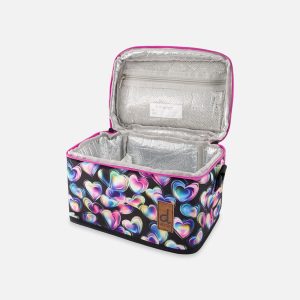 Lunch Box Black Printed With Hearts - Image 3