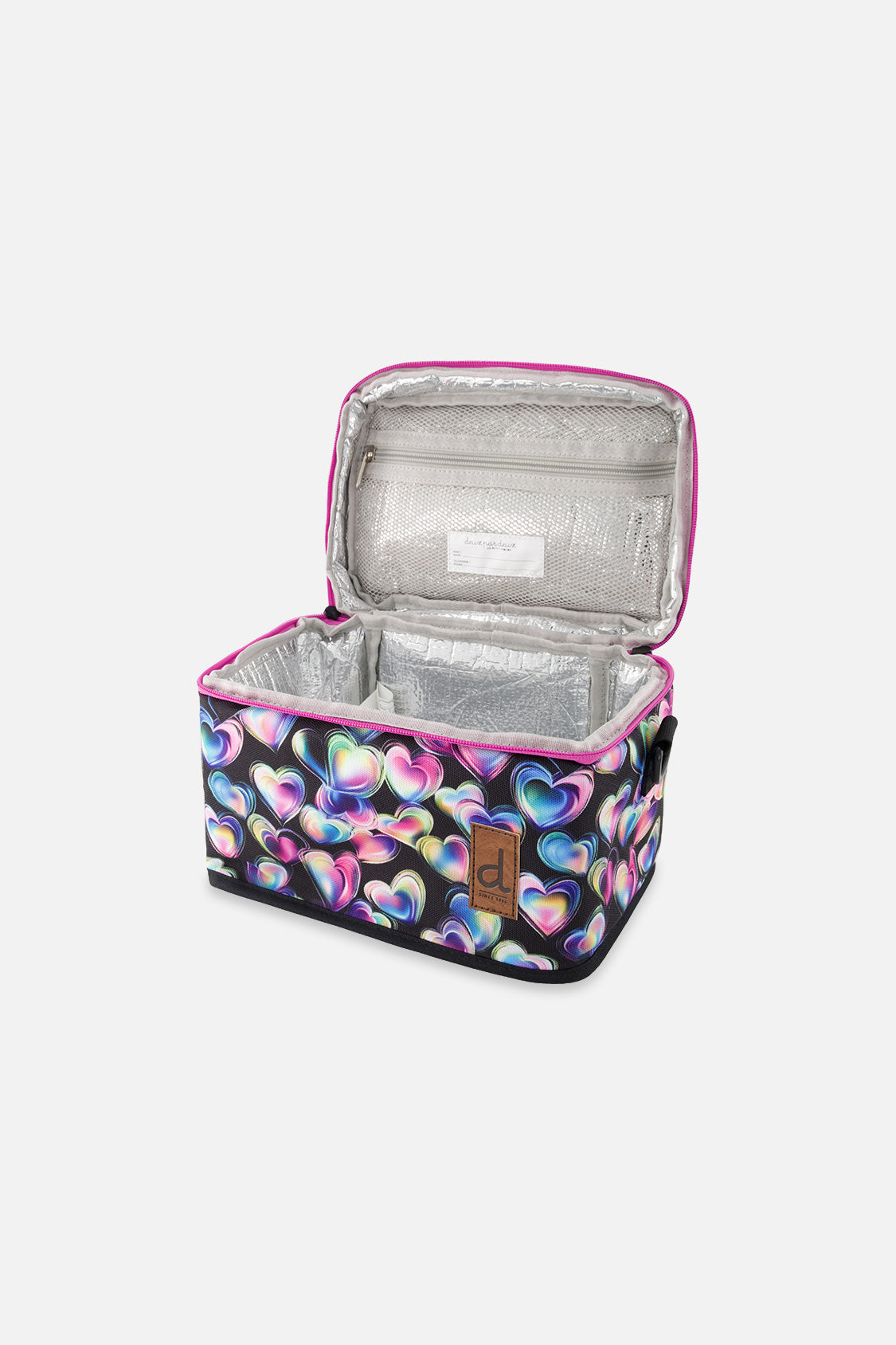 Lunch Box Black Printed With Hearts - Image 3