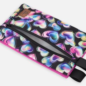 Pencil Case Black Printed With Hearts - Image 3