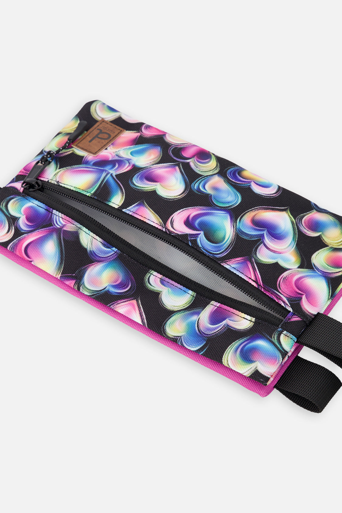 Pencil Case Black Printed With Hearts - Image 3