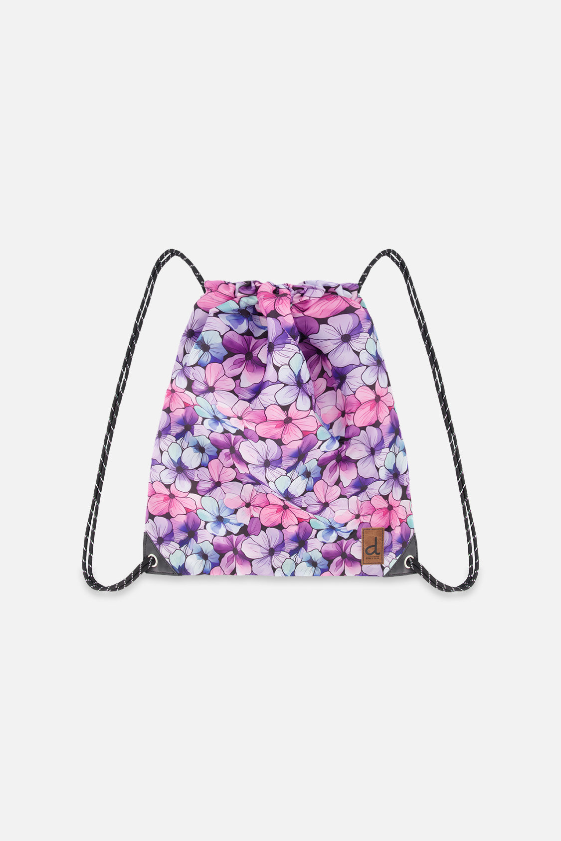 Drawstring Bag Black Floral Print - Image 5