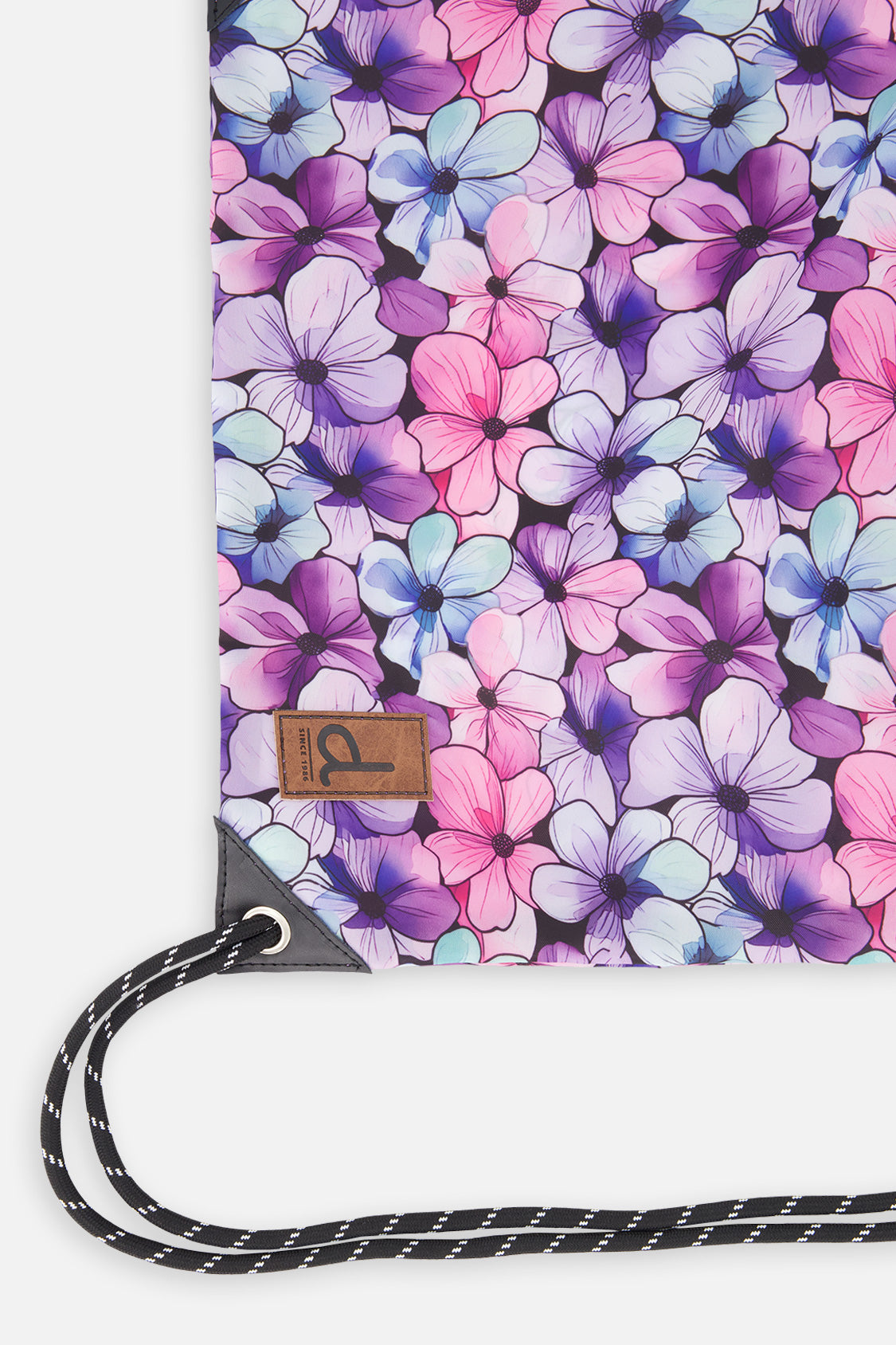 Drawstring Bag Black Floral Print - Image 3