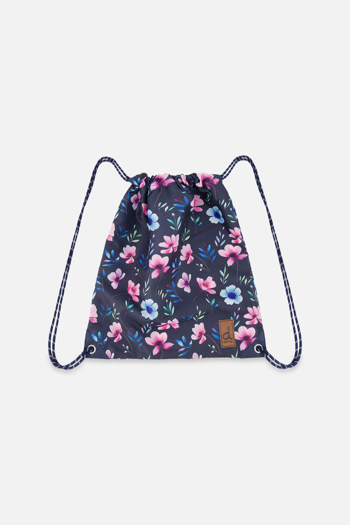 Drawstring Bag Blue Floral Print - Image 5