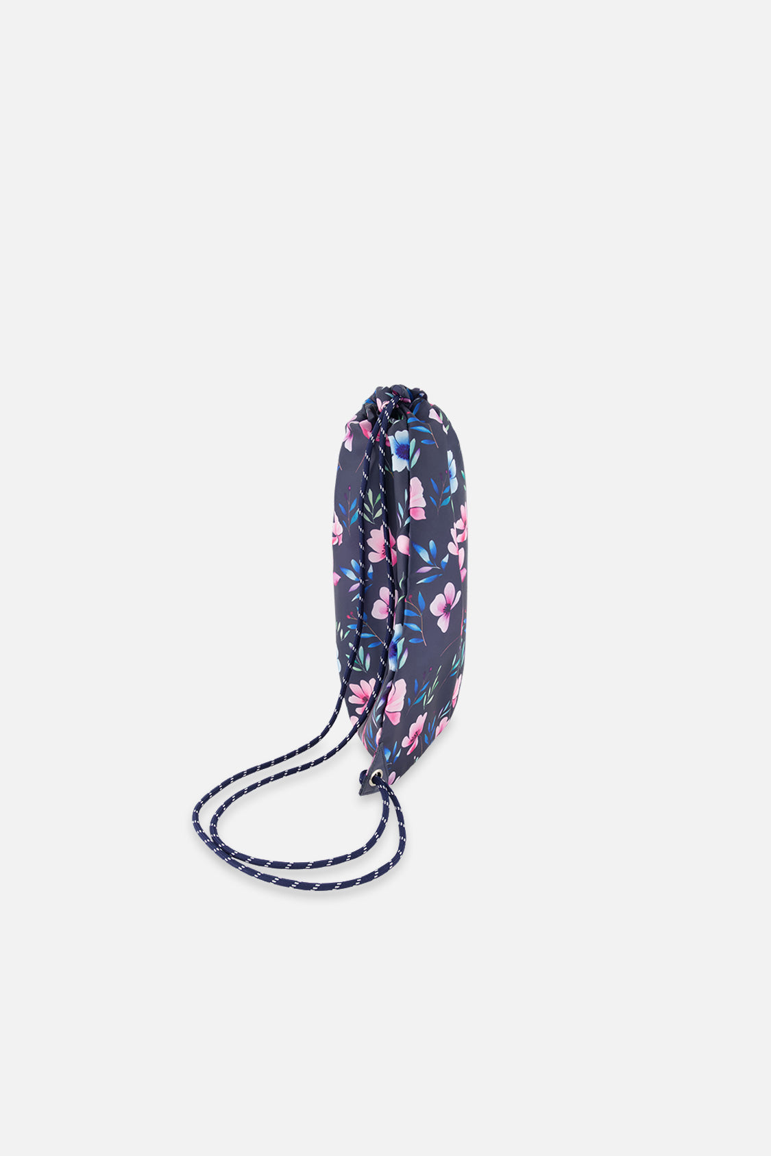 Drawstring Bag Blue Floral Print - Image 2