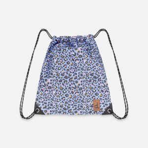 Drawstring Bag Blue Leopard Print
