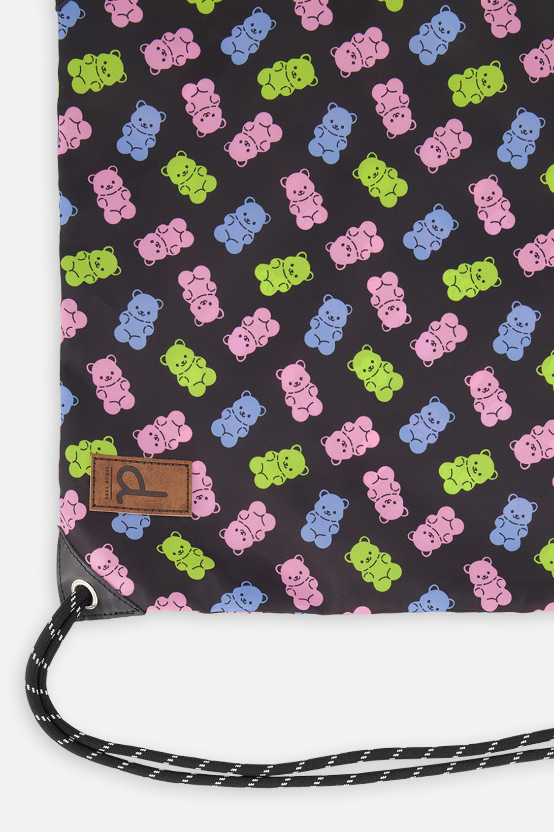 Drawstring Bag Black Printed Gummy Bears - Image 3