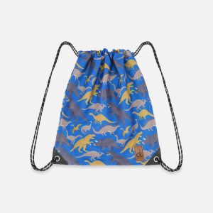 Drawstring Bag Blue Dinosaur Print - Image 5