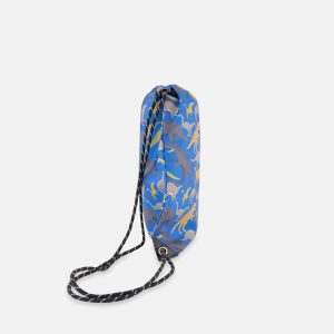 Drawstring Bag Blue Dinosaur Print - Image 2
