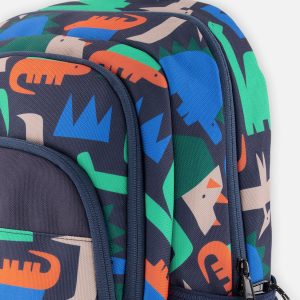 Little Kids Backpack Navy Dinosaur Print - Image 3