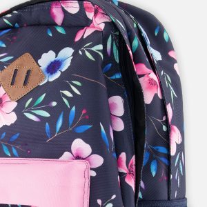 Kids Backpack Blue Floral Print - Image 3