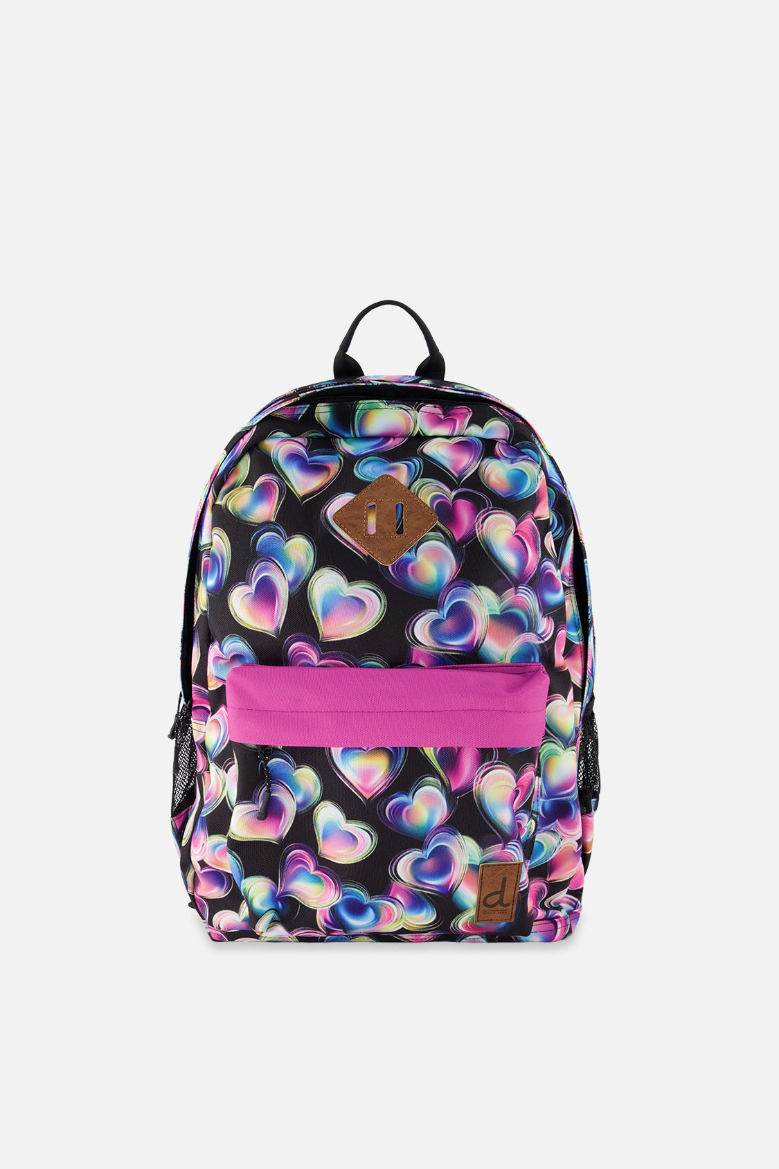 Kids Backpack Black Printed With Hearts - Image 5