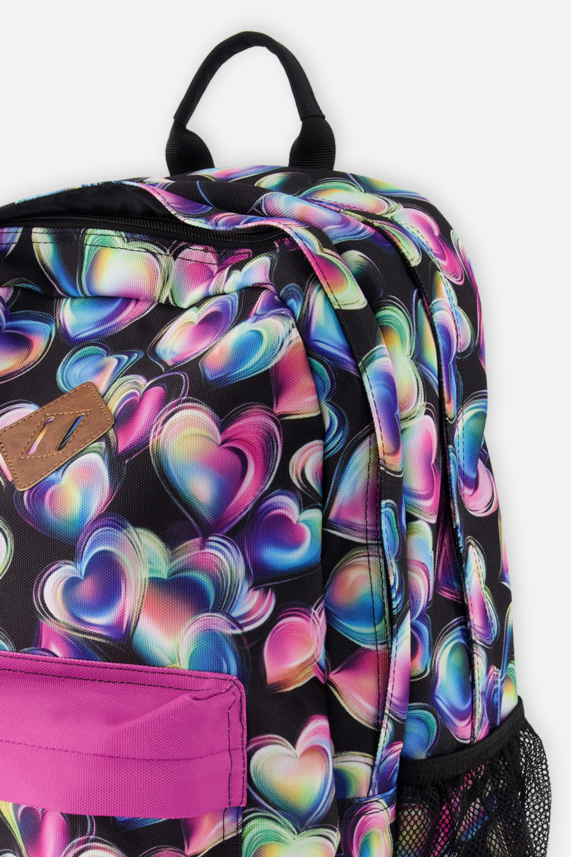 Kids Backpack Black Printed With Hearts - Image 3