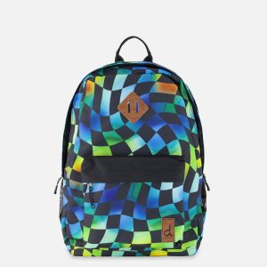 Kids Backpack Blue Checkered Print