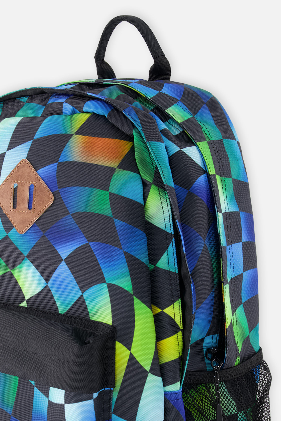 Kids Backpack Blue Checkered Print - Image 4