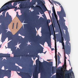 Kids Backpack Navy Unicorn Print - Image 3