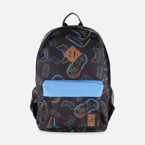 Kids Backpack Black Printed Controller