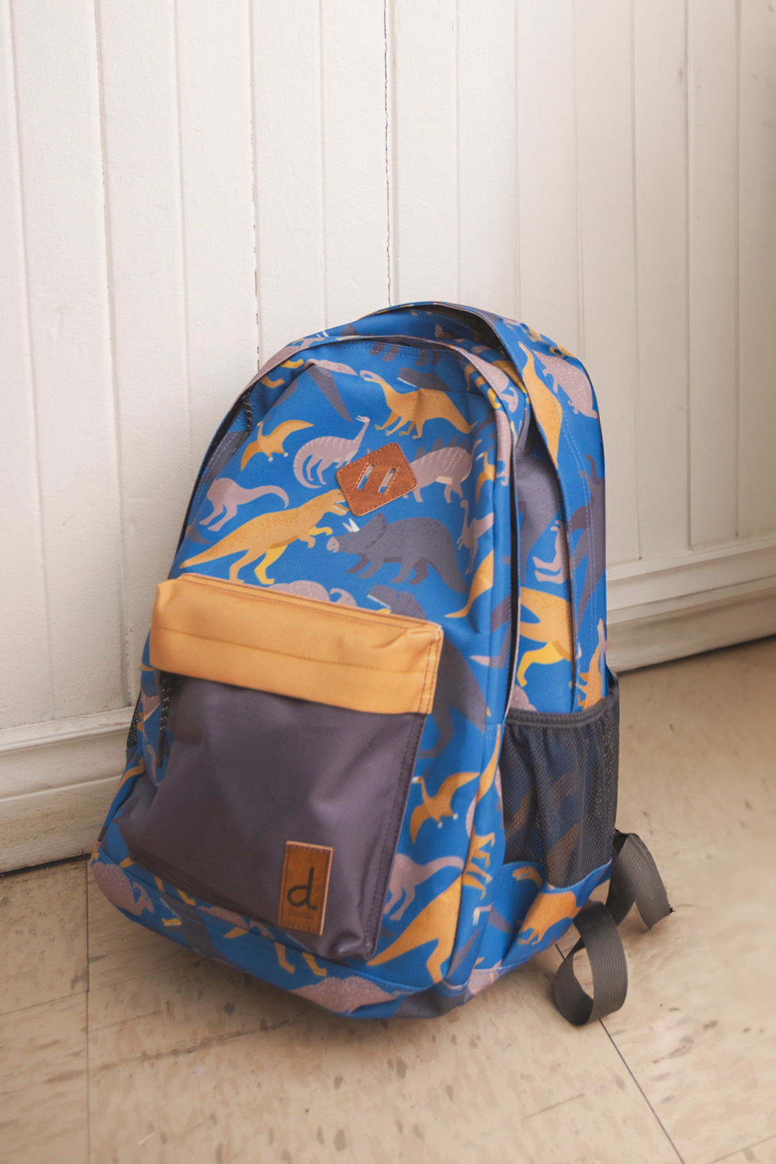 Kids Backpack Blue Dinosaur Print - Image 3