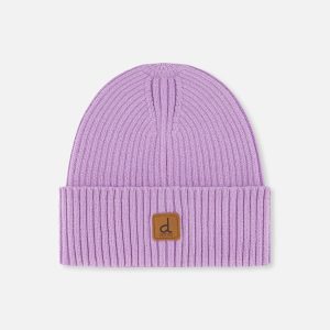 Ribbed Knit Hat Lavender - Image 4