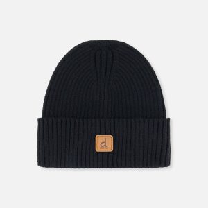 Ribbed Knit Hat Black - Image 4