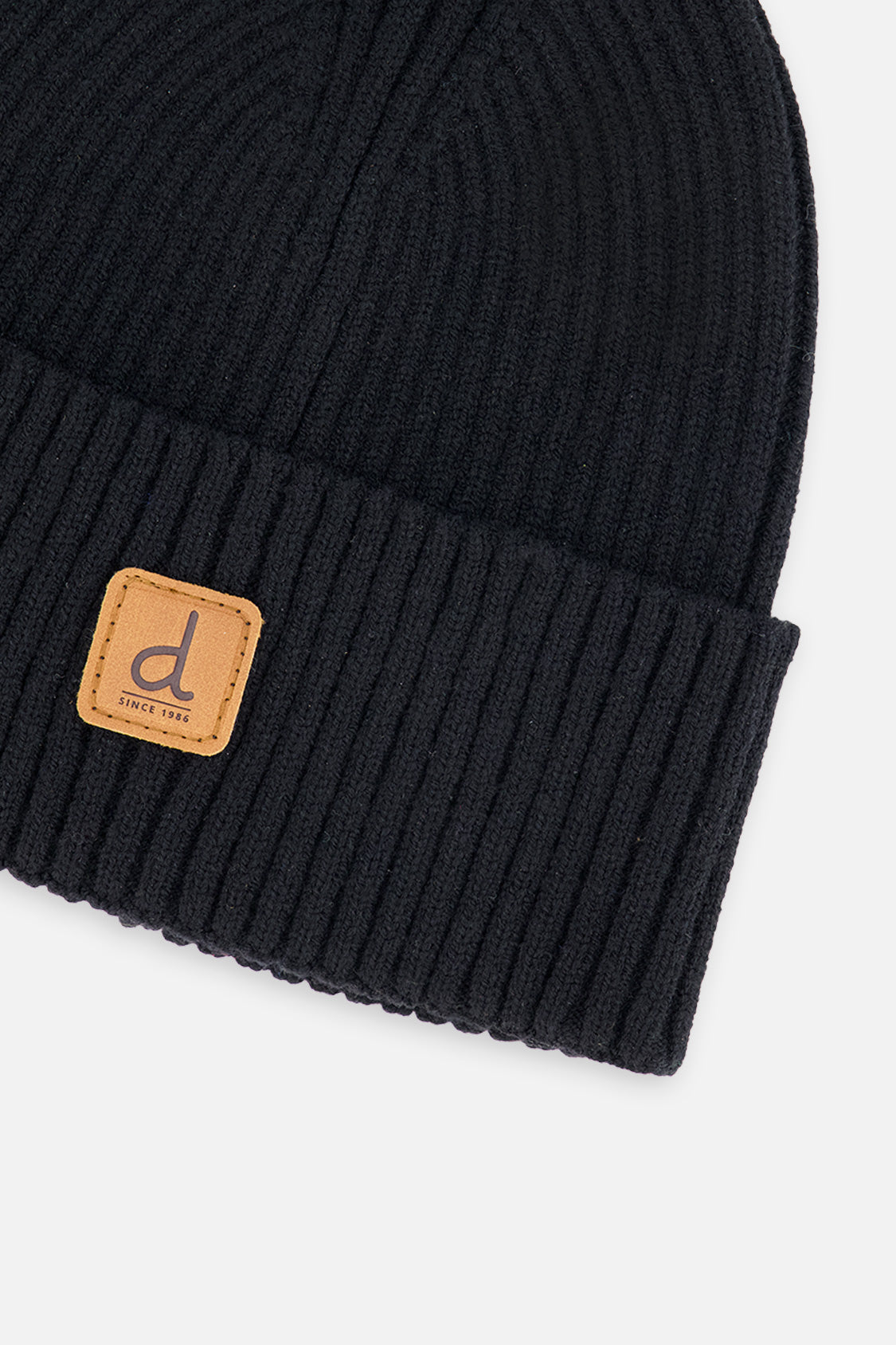 Ribbed Knit Hat Black - Image 3
