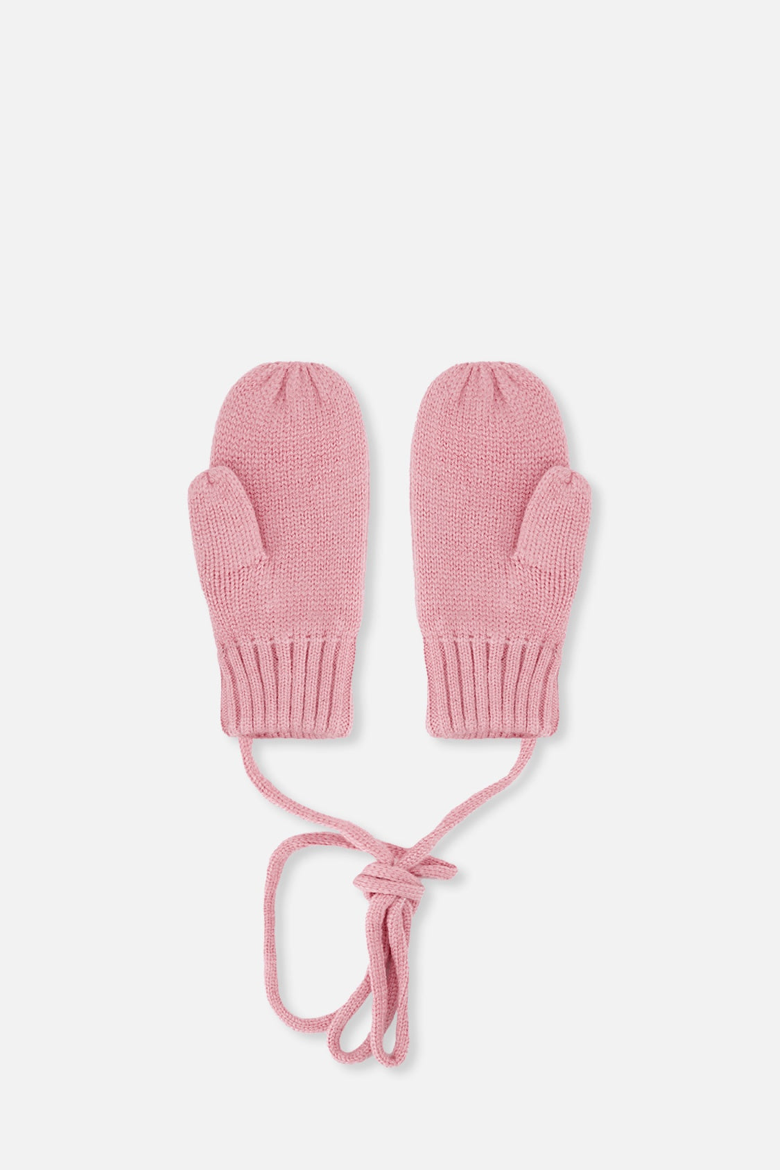 Baby Knit Mittens With String Pale Dusty Pink - Image 2