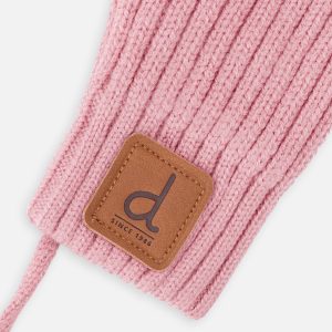 Baby Knit Mittens With String Pale Dusty Pink - Image 3