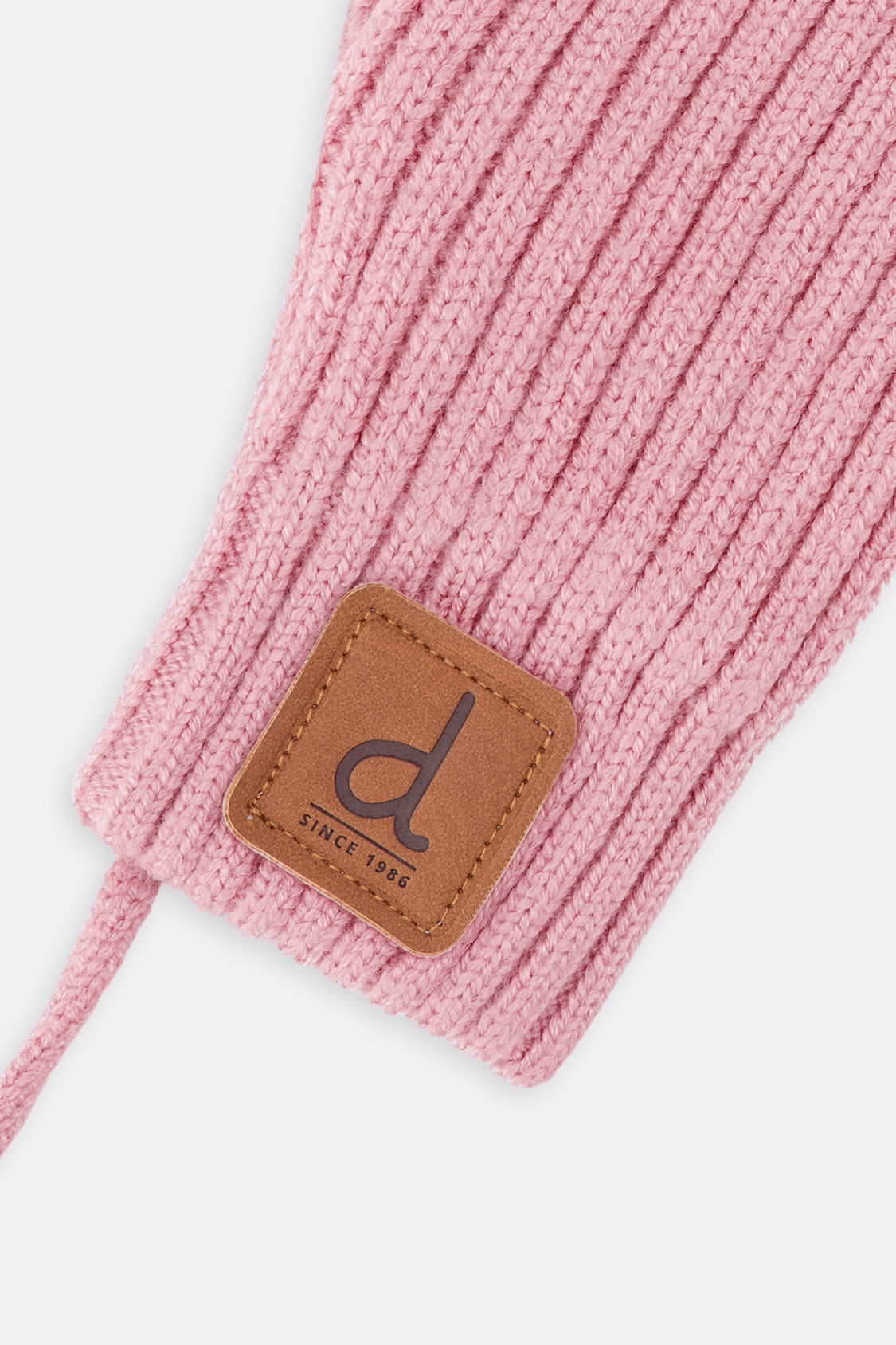 Baby Knit Mittens With String Pale Dusty Pink - Image 3