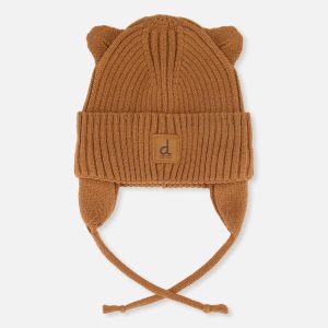 Baby Knit Hat With Strings Brown Sugar - Image 5