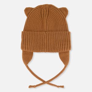 Alternative view of Baby Knit Hat With Strings Brown Sugar