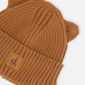 Baby Knit Hat With Strings Brown Sugar - Image 3