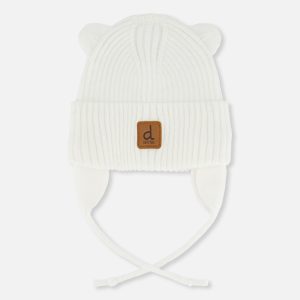 Baby Knit Hat With Strings Off-White - Image 5