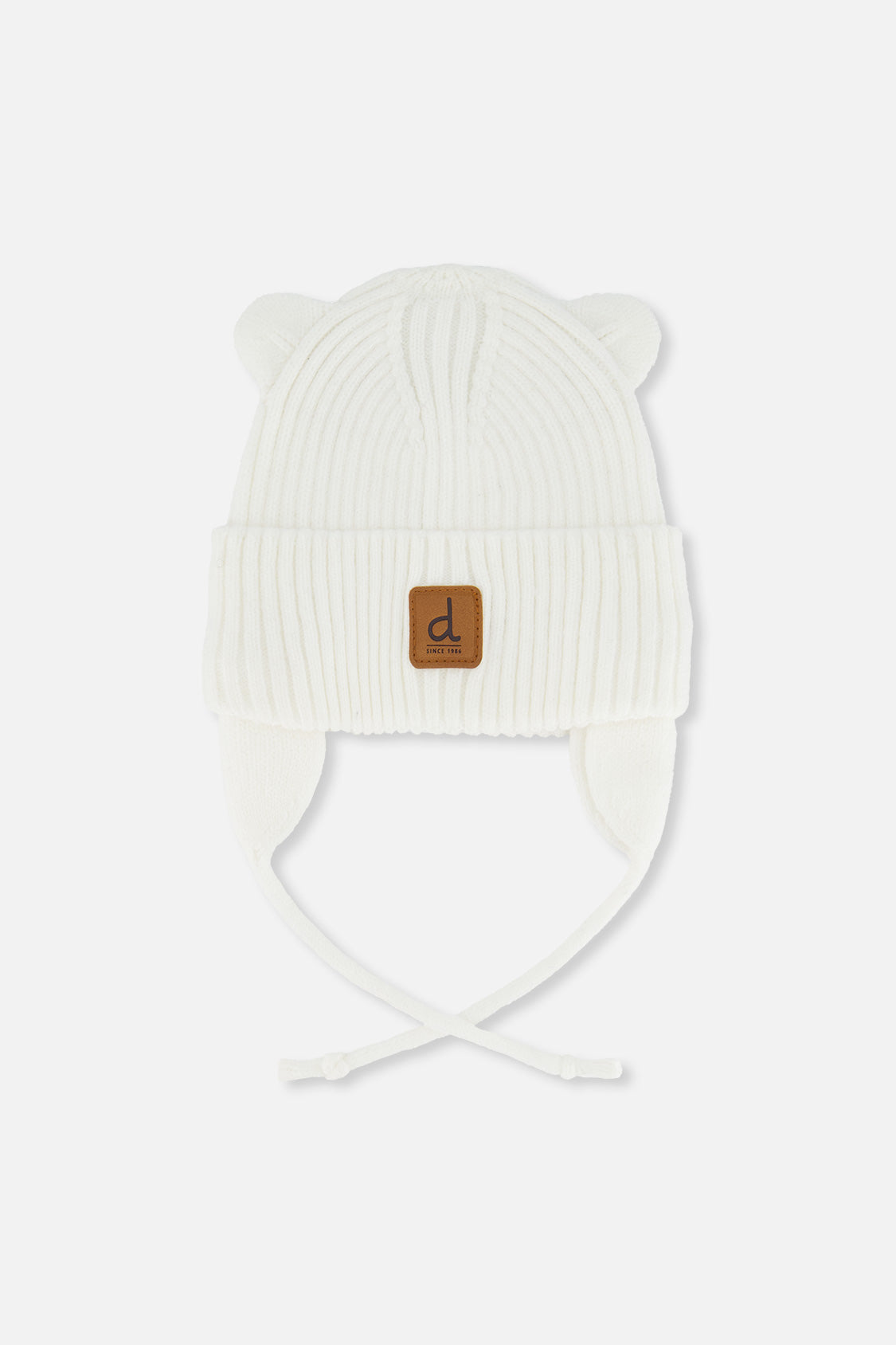 Baby Knit Hat With Strings Off-White - Image 5