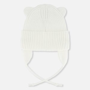 Alternative view of Baby Knit Hat With Strings Off-White