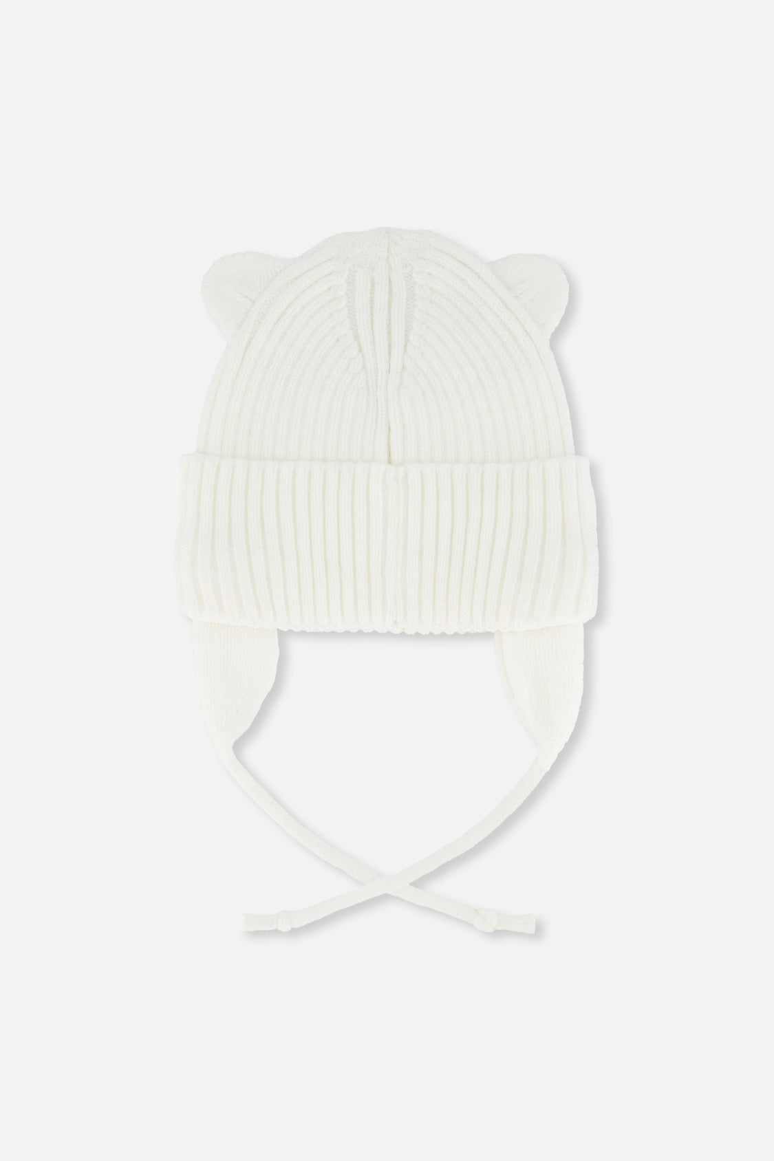 Baby Knit Hat With Strings Off-White - Image 2
