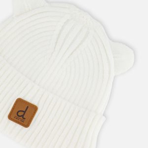 Baby Knit Hat With Strings Off-White - Image 3