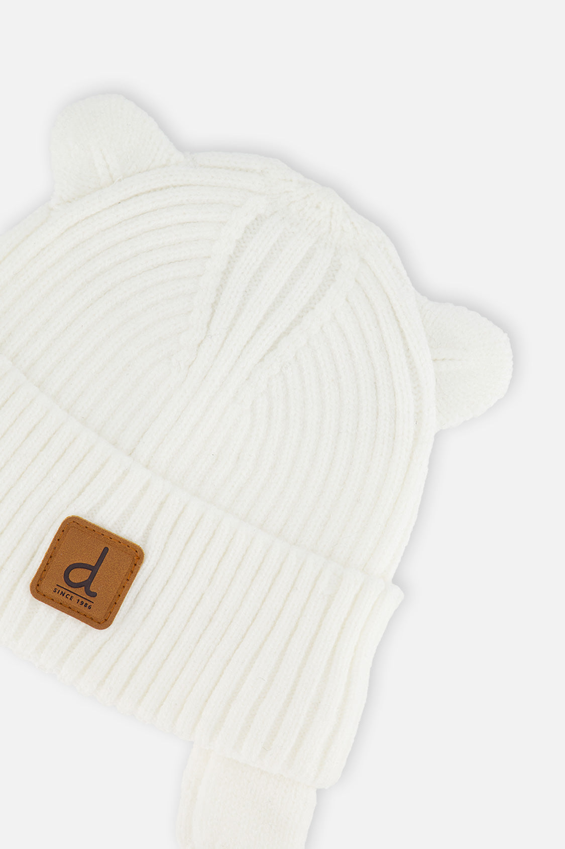Baby Knit Hat With Strings Off-White - Image 3
