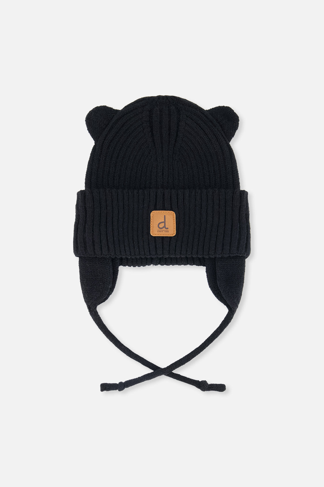 Baby Knit Hat With Strings Black - Image 4