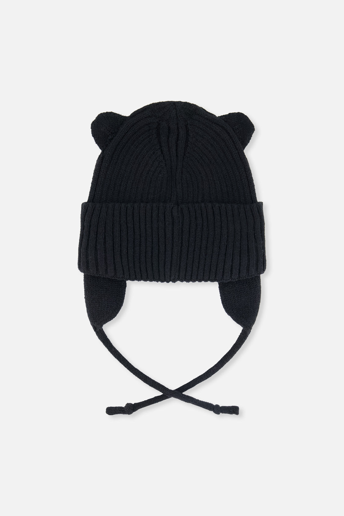 Baby Knit Hat With Strings Black - Image 2