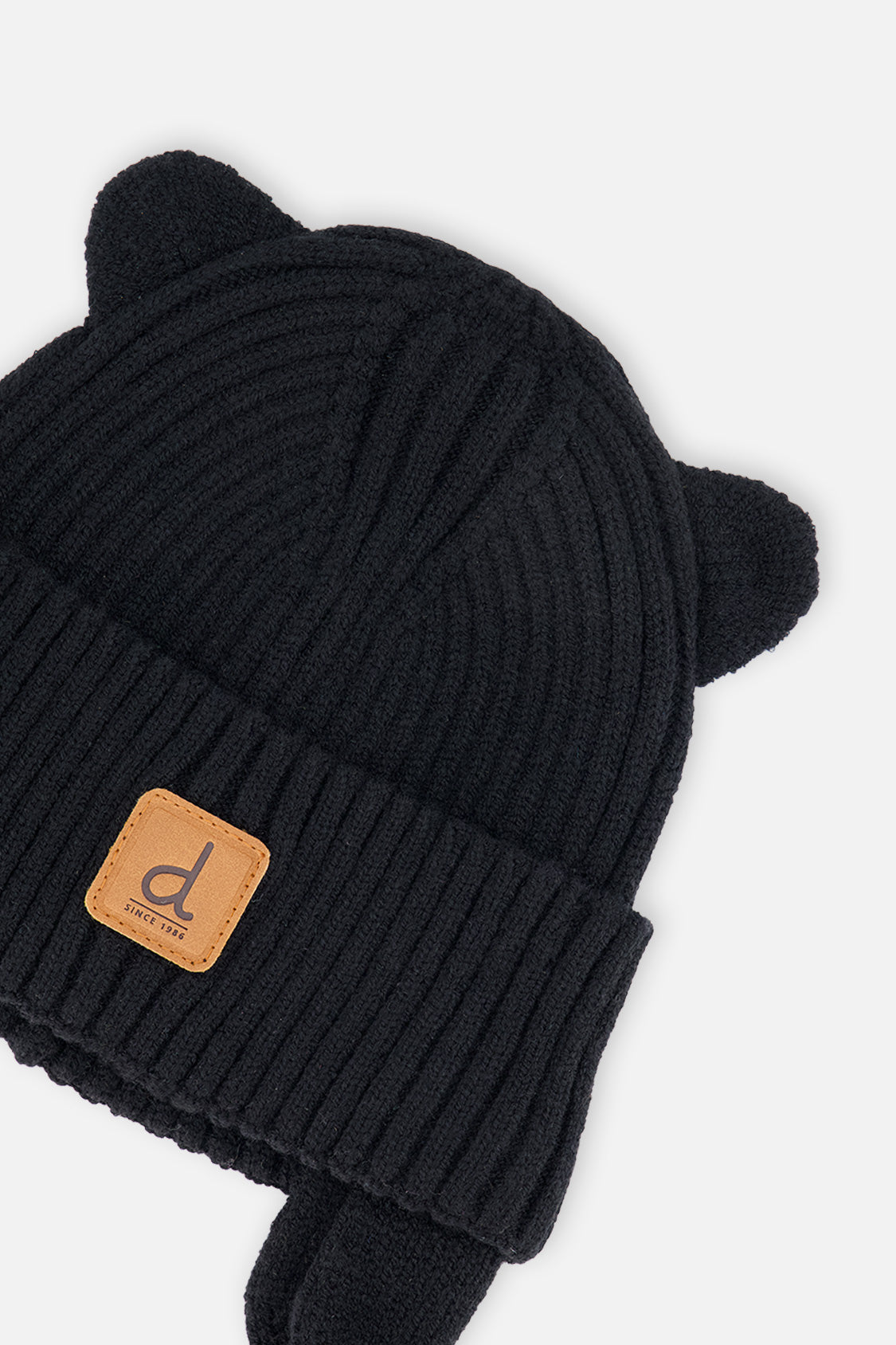 Baby Knit Hat With Strings Black - Image 3