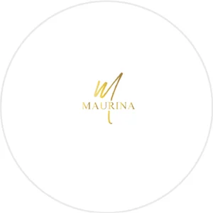 Maurina Beauté logo featuring a minimalist golden “M” monogram above the word “MAURINA” in elegant serif font, symbolizing sophistication and premium beauty.
