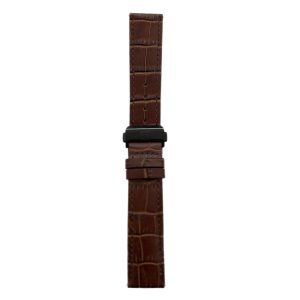 SOVRYGN brown leather watch strap with black deployment clasp