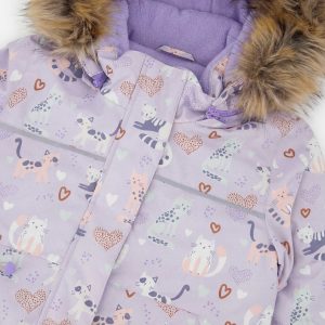 Two Piece Discover Snowsuit Purple Printed Cats - Image 4
