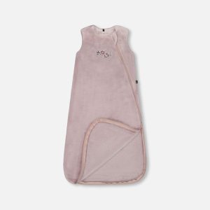 Organic cotton baby sleep sack with pink watercolor floral print