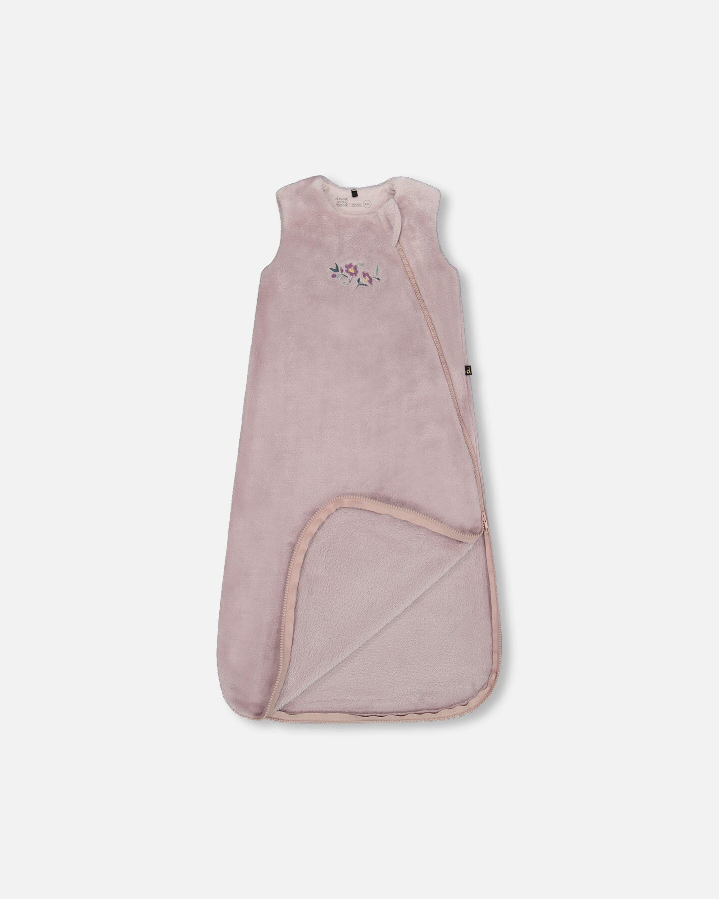 Organic cotton baby sleep sack with pink watercolor floral print