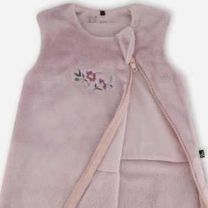 Organic cotton baby sleep sack with pink watercolor floral print