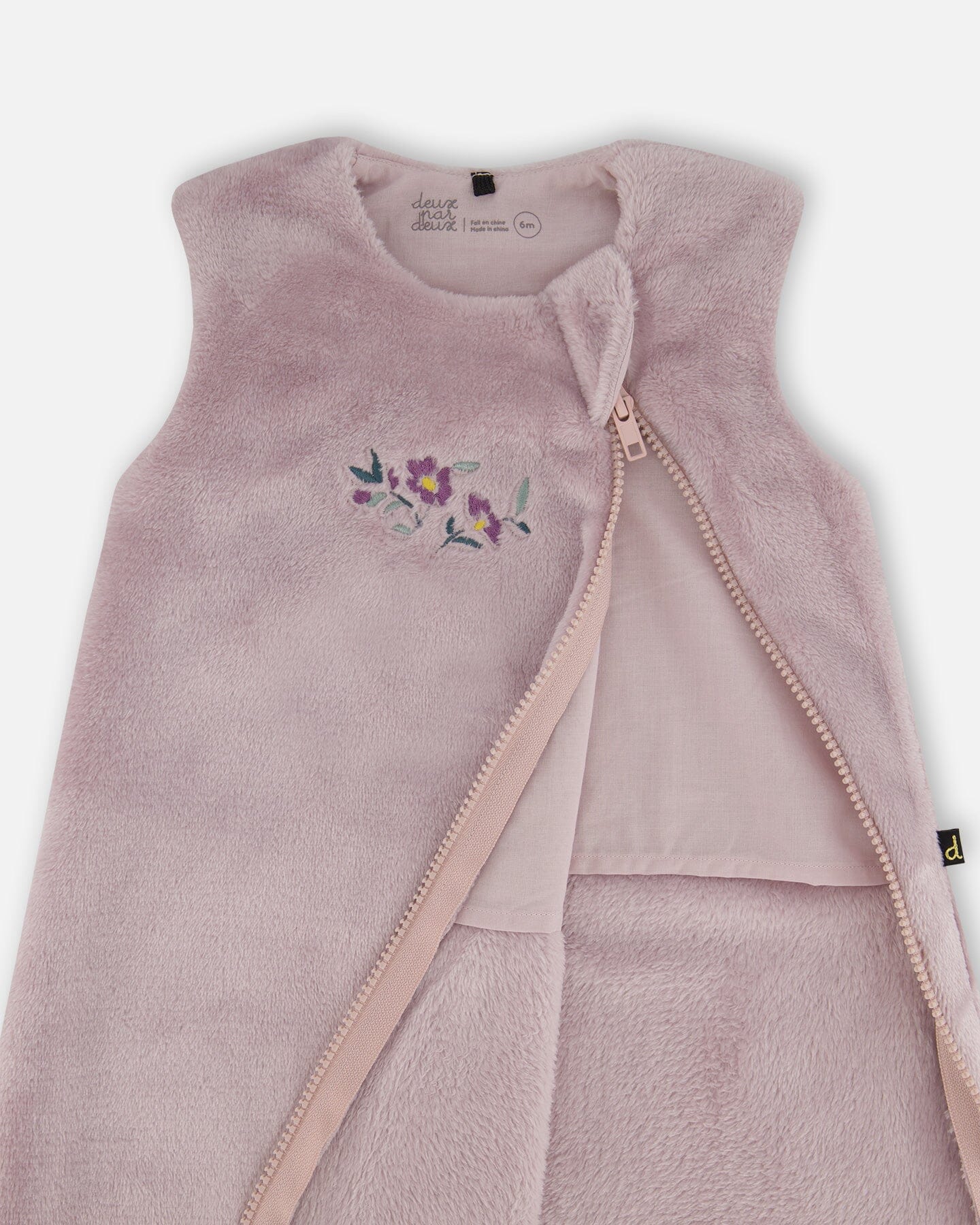 Organic cotton baby sleep sack with pink watercolor floral print