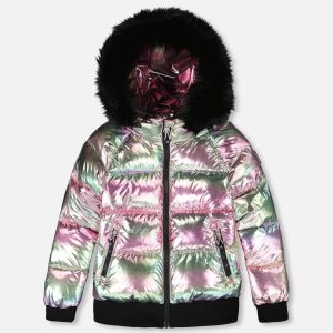 Multicolor Metallic Quilted Bomber-Style Winter Coat - Image 12
