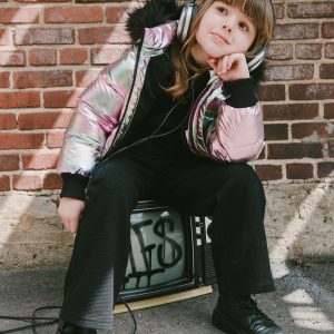 Multicolor Metallic Quilted Bomber-Style Winter Coat - Image 3