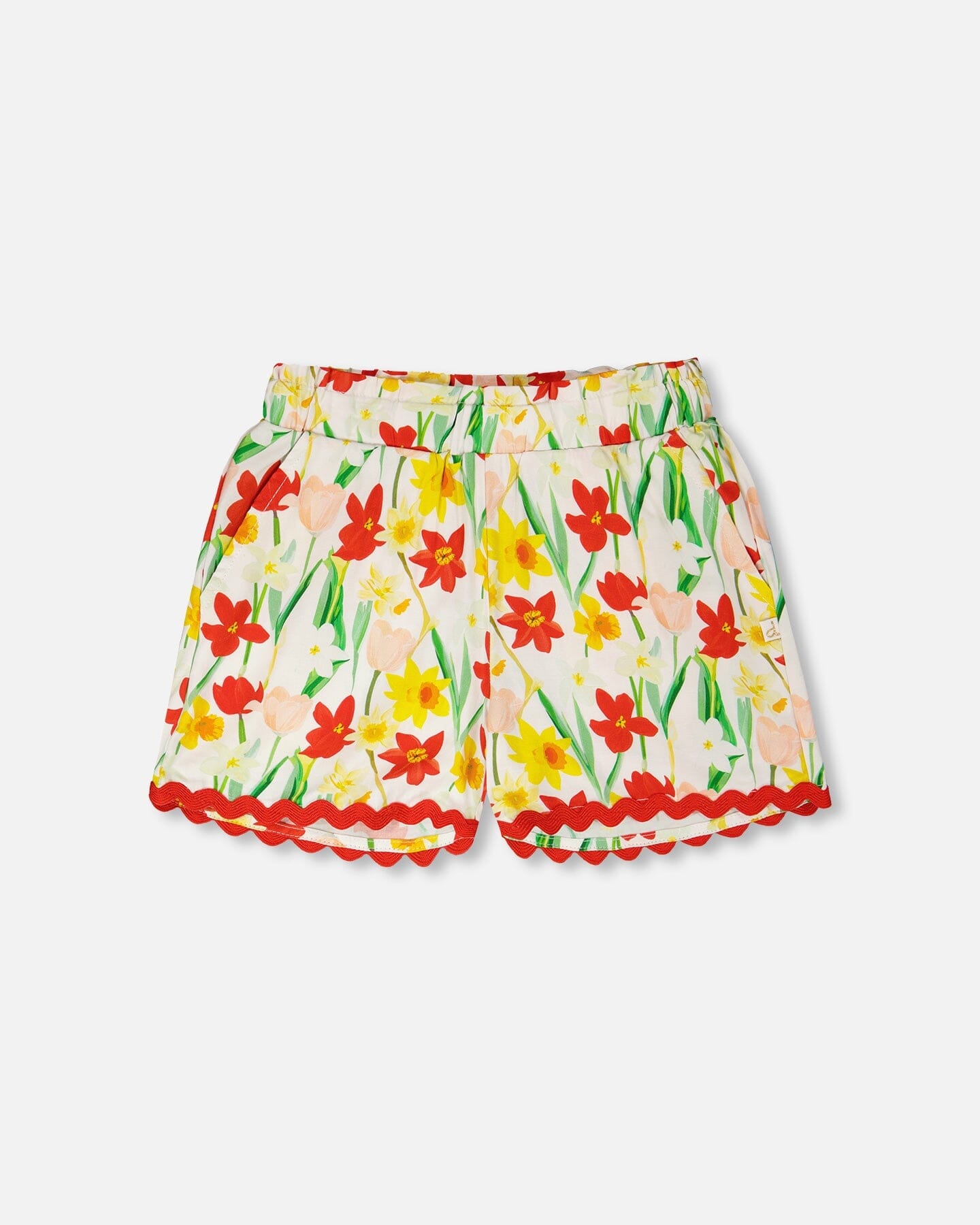 Viscose Shorts White Daffodil Print - Image 11