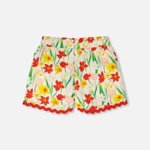 Viscose Shorts White Daffodil Print - Image 4